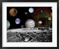 Framed Montage of the planets and Jupiter's Moons