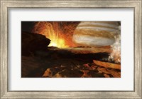 Framed scene on Jupiter's moon, Io, the most volcanic body in the solar system