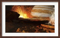 Framed scene on Jupiter's moon, Io, the most volcanic body in the solar system