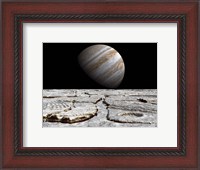 Framed Artist's concept of Jupiter as Seen Across the Icy Surface of its Moon Europa