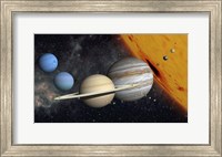 Framed Planets and Larger Moons to scale with the Sun