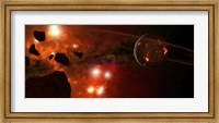 Framed Young Planet with Asteroids