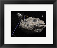 Framed Galileo spacecraft discovering Asteroid 243 Ida and its Moon, Dactyl