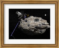 Framed Galileo spacecraft discovering Asteroid 243 Ida and its Moon, Dactyl