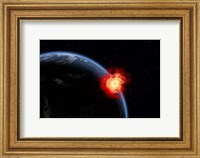 Framed Explosion on Earth's surface from a colliding Asteroid Impact
