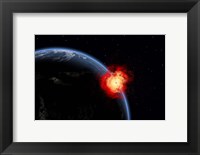 Framed Explosion on Earth's surface from a colliding Asteroid Impact