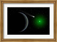 Framed Comet passing a distant Alien World