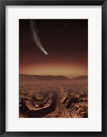 Framed Comet lights up the landscape of Candor Chasma over Mars