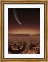 Framed Comet lights up the landscape of Candor Chasma over Mars