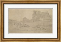 Framed Notre-Dame View Of The Docks In The South, 19th Century