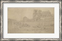 Framed Notre-Dame View Of The Docks In The South, 19th Century