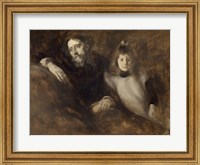 Framed Alphonse Daudet And His Daughter Edmee