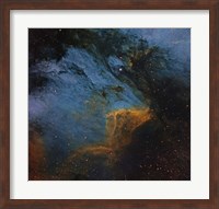 Framed Pelican Nebula, an H II region in the Constellation Cygnus