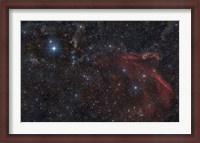 Framed Glowing and reflecting nebulosity in the Constellation of Lacerta