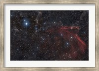 Framed Glowing and reflecting nebulosity in the Constellation of Lacerta