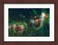 Framed Infrared mosaic of the Heart and Soul nebulae in the Constellation Cassiopeia