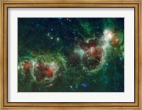 Framed Infrared mosaic of the Heart and Soul nebulae in the Constellation Cassiopeia