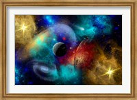 Framed Galaxy  featuring planets, galaxies and Nebulae