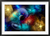 Framed Galaxy  featuring planets, galaxies and Nebulae