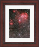 Framed Bat Nebula (IC 2948) and open star cluster NGC 3766, the Pearl Cluster