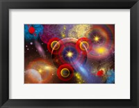 Framed Planets and stars mixed together in an ever-changing Nebula