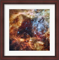 Framed Stellar nursery known as R136 in the 30 Doradus Nebula
