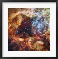 Framed Stellar nursery known as R136 in the 30 Doradus Nebula