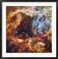 Framed Stellar nursery known as R136 in the 30 Doradus Nebula