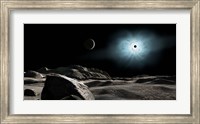 Framed bright star Rigel Eclipsed by a moon of a hypothetical planet