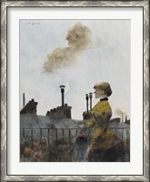 Framed Young Woman On A Balcony In Profile