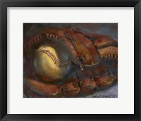 Framed Baseball and Mitt