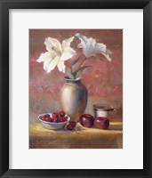 Framed Lilies With Plums and Cherries