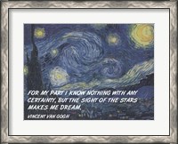 Framed Sight of the Stars - Van Gogh Quote