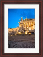 Framed Parliament Building at Twilight