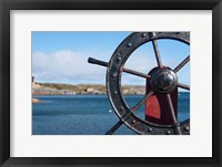 Framed Harbor and Boat Wheel