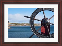Framed Harbor and Boat Wheel