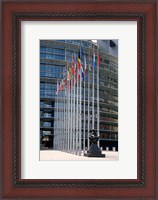 Framed Union Parliament and flags, Strasbourg, France