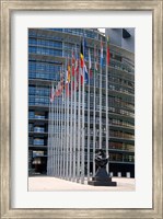 Framed Union Parliament and flags, Strasbourg, France