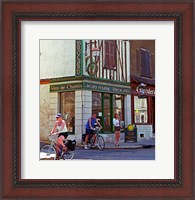 Framed Wine Shop and Cycling Tourists, Chablis, France