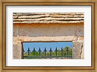 Framed Gate and Key Stone Carved with Montrachet