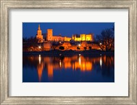 Framed Pope's Palace in Avignon and the Rhone River