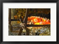 Framed Fireplace with a Burning Log on a Truffle Farm