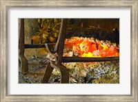 Framed Fireplace with a Burning Log on a Truffle Farm
