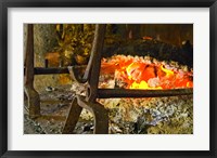 Framed Fireplace with a Burning Log on a Truffle Farm