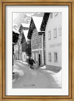 Framed Snowy Street in Hallstat, Austria