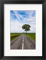 Framed Road through the countryside, Beaumont, Somme, Picardy, France