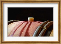 Framed Red Wine in Oak Barrel at Lucien Muzard