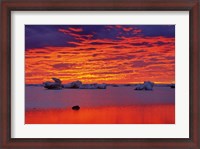Framed Hudson Bay Floating Ice Against Sunset