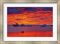 Framed Hudson Bay Floating Ice Against Sunset