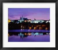 Framed Hradcany Palace and Vltava River